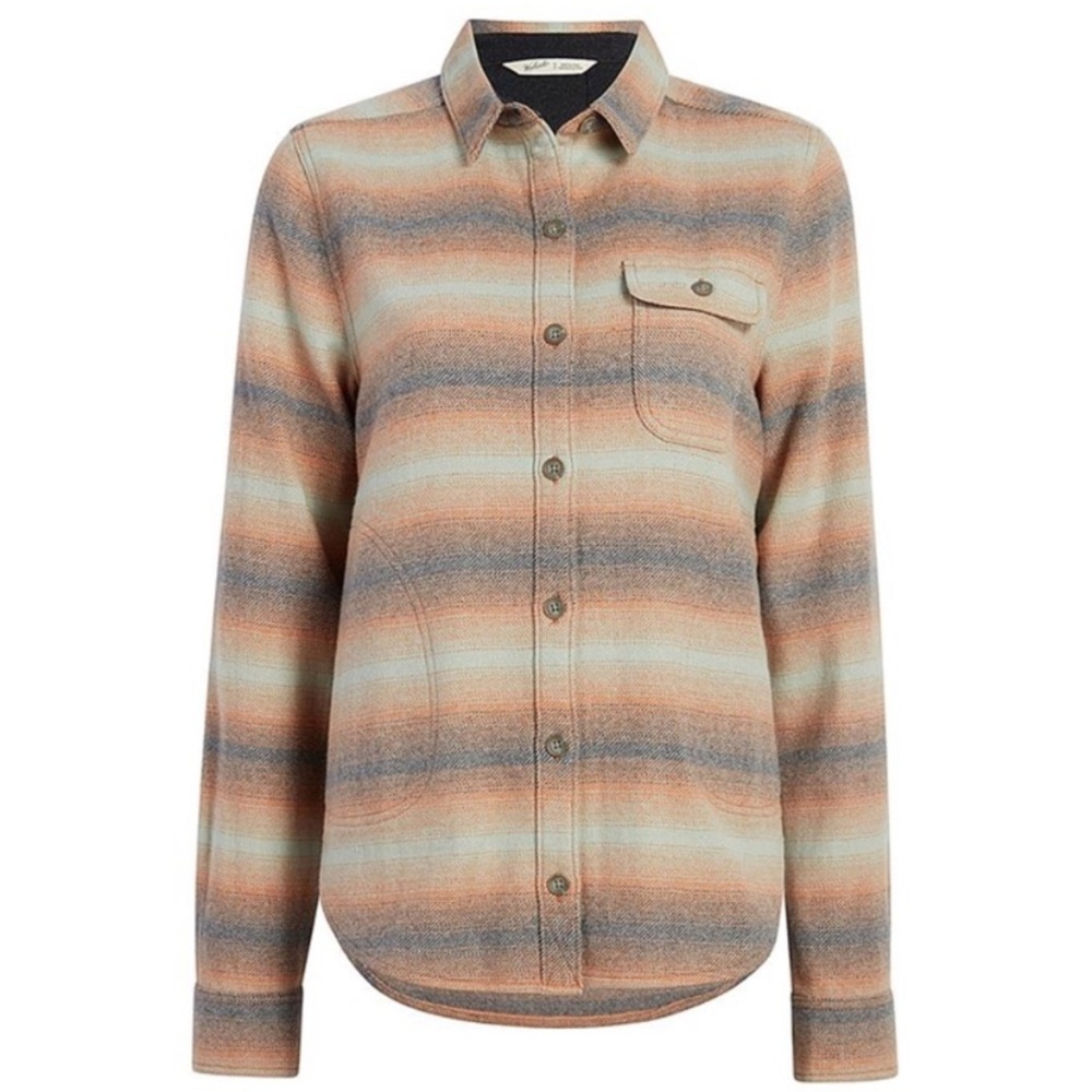 Woolrich Women's Bering‎ 100% Wool Shirt Jacket in Cinder Stripe Large